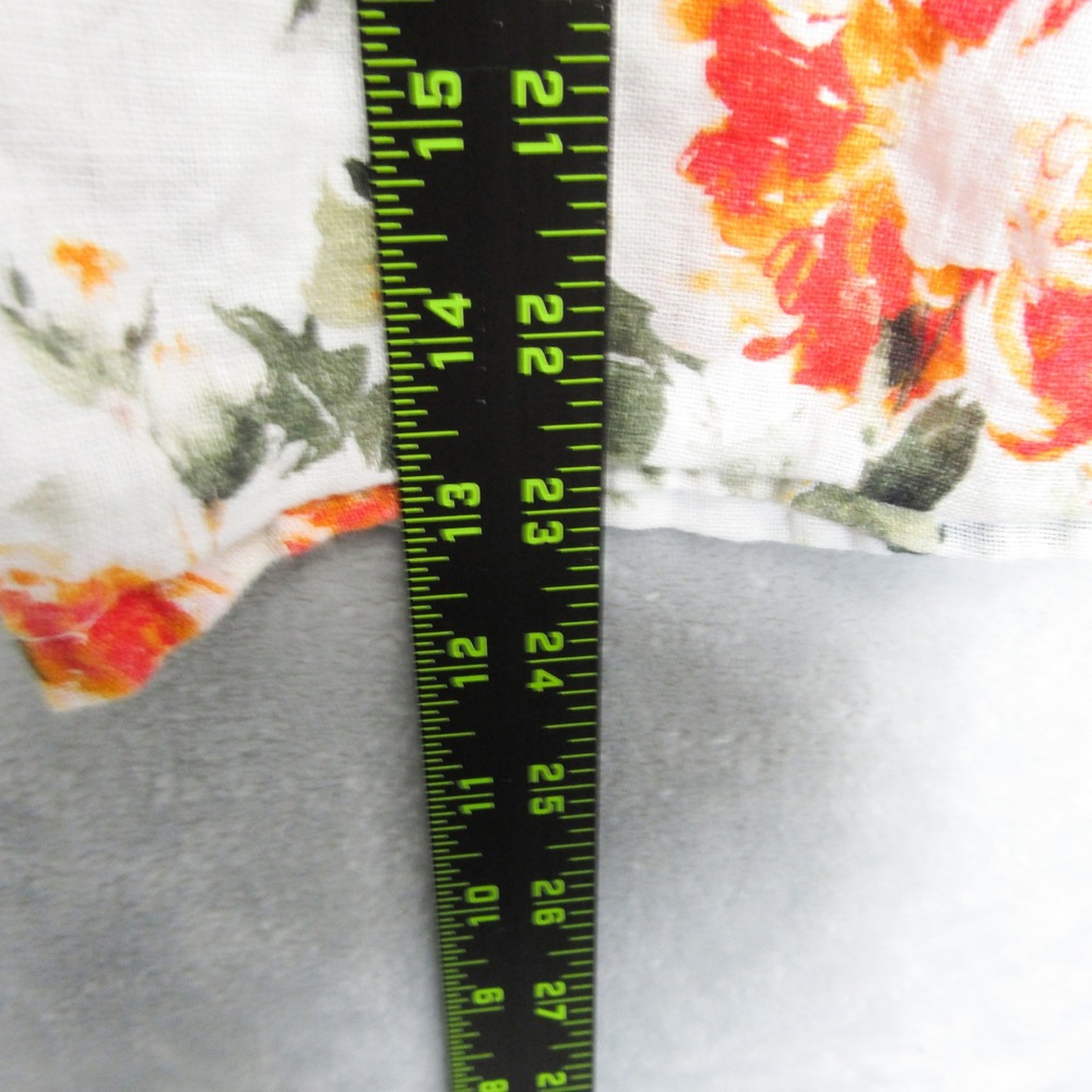 Inizio Womens Small Linen Floral Top 3/4 Sleeve Made in Italy White Orange Green - Picture 5 of 9